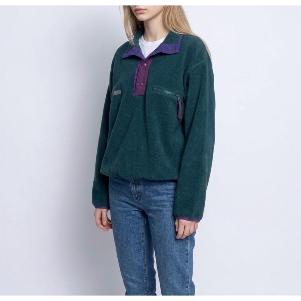 vintage 80s 90s Columbia fleece pullover Synchilla jade teal jacket usa mens M